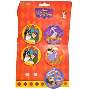 Disney Hunchback of Notre Dame Birthday Button Set OP RARE